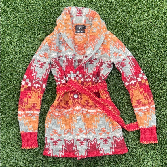 Ralph Lauren Double RL Red and Orange Cardigan